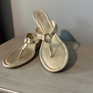Lilly Pulitzer® Mckim Wedge Metallic Sandals -- SUPER gently used.